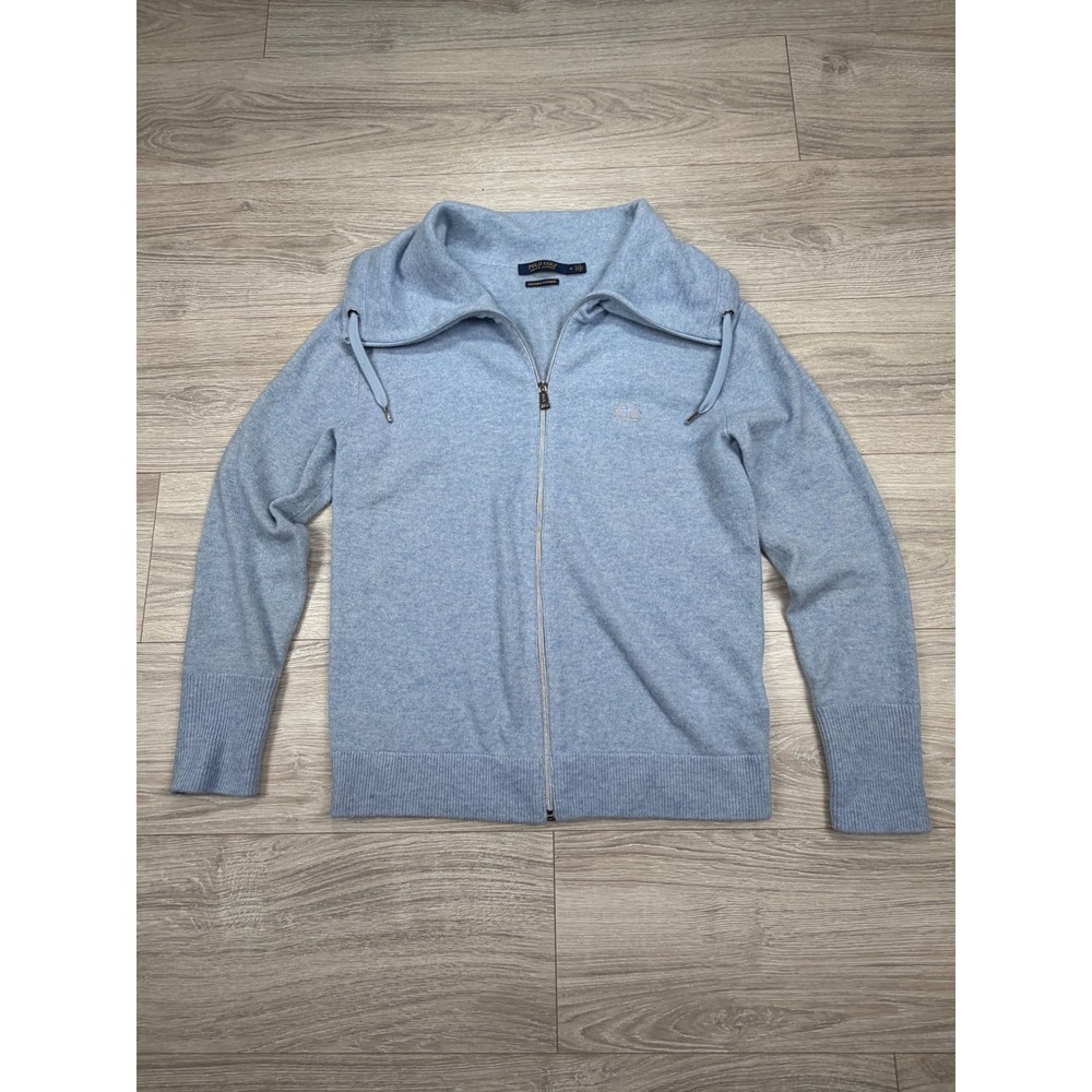 Polo Golf Ralph Lauren Cashmere Full Zip Sweater Blue Medium Palmetto Bluff Club